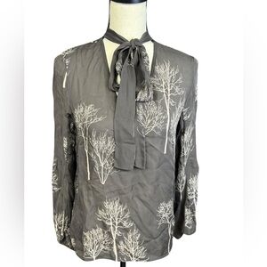 Ulla Johnson 100% Silk Tree Print Blouse | Made in NYC | Size 8
